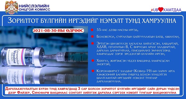 Зорилтот бүлгийн иргэдийг гурав дахь тунд хамруулна