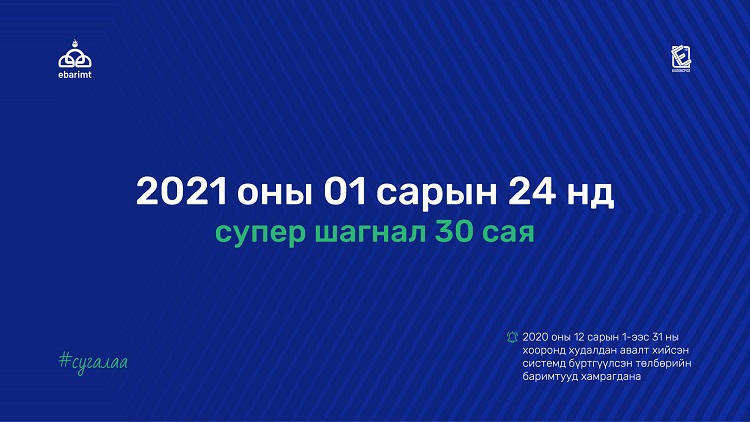 НӨАТ-ын урамшууллын сугалааны тохирол 2021 оны нэгдүгээр сарын 24-нд явагдана